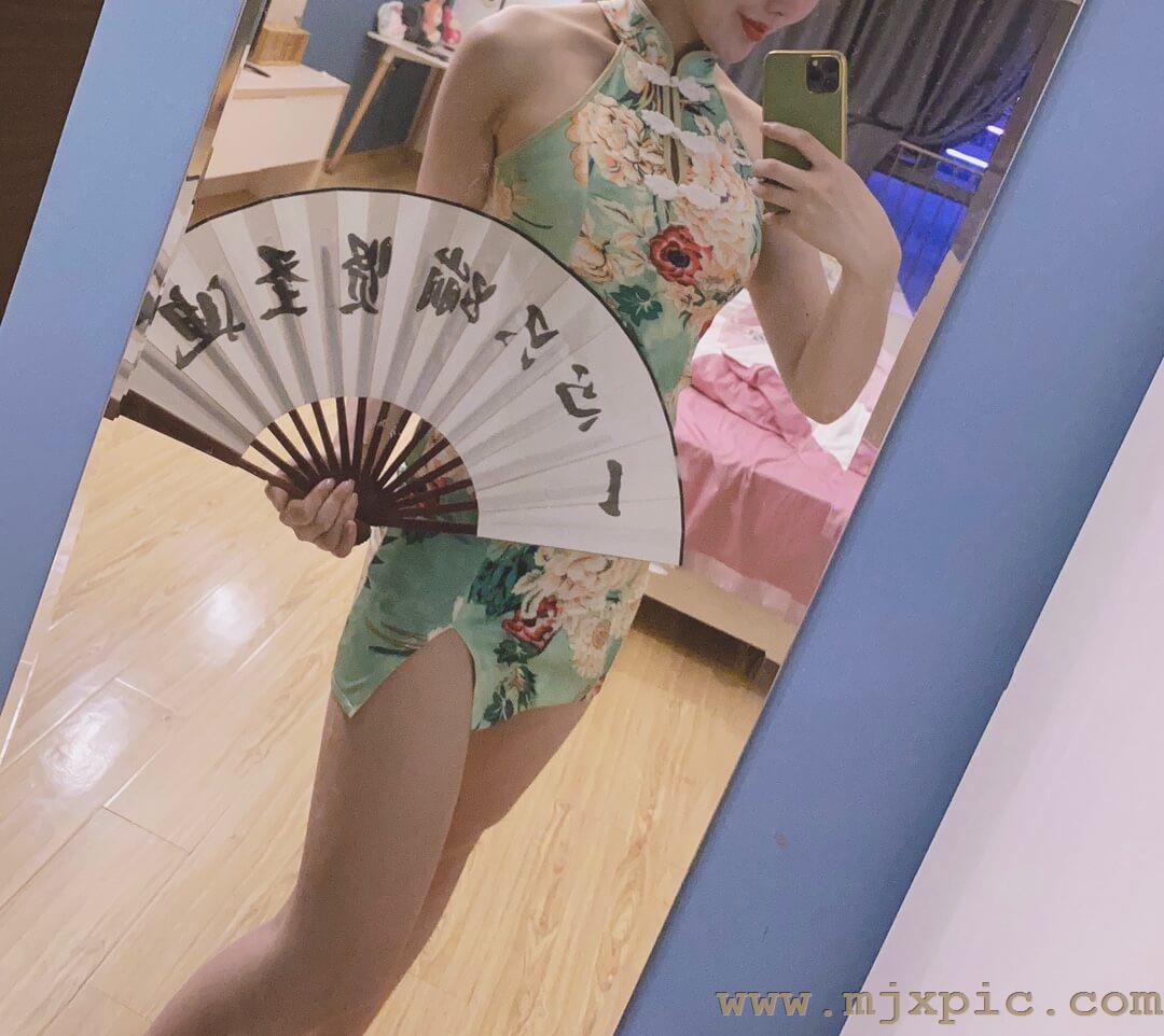性感复古改良旗袍印花无袖开衩紧身修身连衣裙买家秀