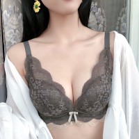 纯欲风蕾丝小胸聚拢成熟防走光防下垂胸罩套装买家秀