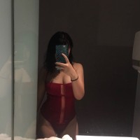 红色性感女性连体泳衣买家秀